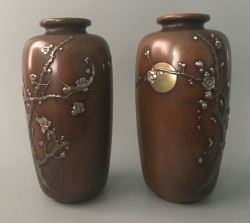 JAPANESE BRONZE VASES BY NOGAWA - ADDITIONAL PHOTO 1