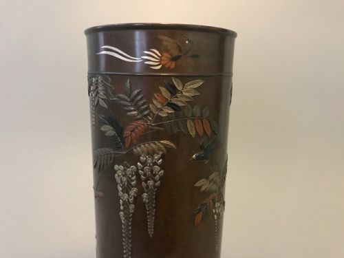 LARGE JAPANESE BRONZE VASE BY NOGAWA - ADDITIONAL PHOTO 1