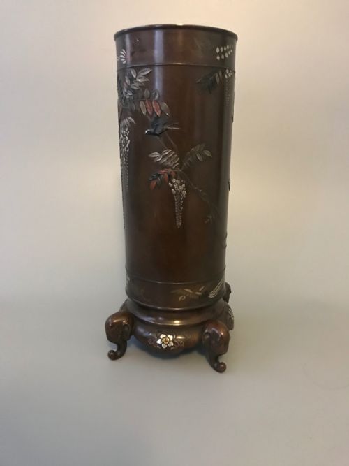 LARGE JAPANESE BRONZE VASE BY NOGAWA - ADDITIONAL PHOTO 2