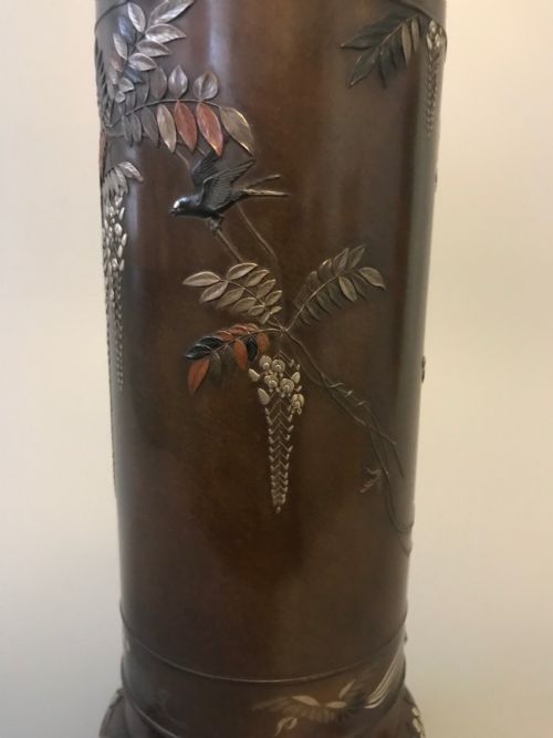 LARGE JAPANESE BRONZE VASE BY NOGAWA - ADDITIONAL PHOTO 3