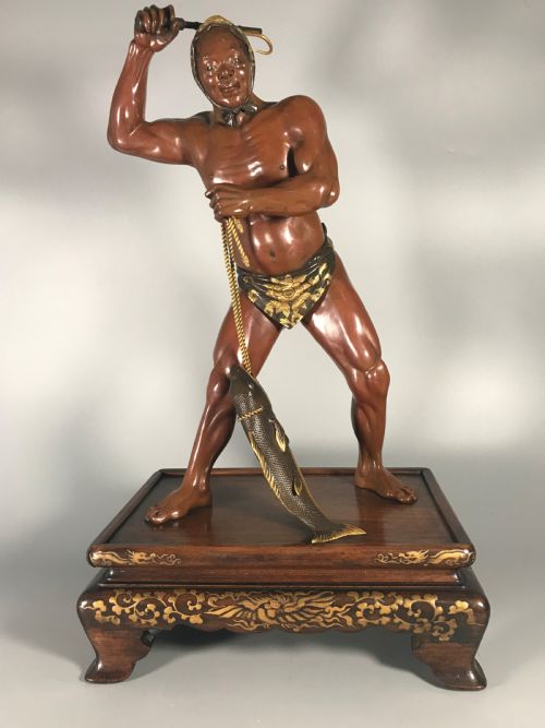 large antique japanese bronze figure - CATEGORY: ANTIQUE METAL - DATED 1890
