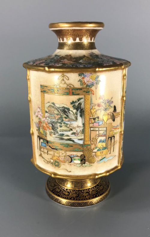 japanese satsuma vase by kinkozan - CATEGORY: ANTIQUE VASES - DATED 1890