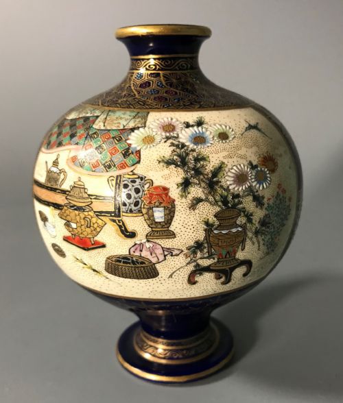 japanese satsuma vase by kinkozan - CATEGORY: ANTIQUE VASES - DATED 1890
