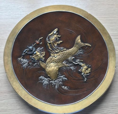 antique japanese bronze plaque by nogawa - CATEGORY: ANTIQUE METAL - DATED 1890