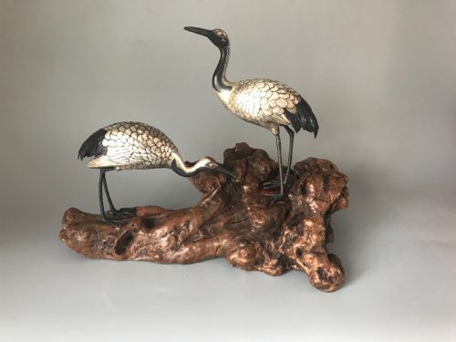 japanese okimono of cranes - CATEGORY: ANTIQUE SCULPTURES - DATED 1890