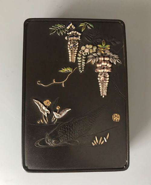 japanese iron enamel and mixed metal box - CATEGORY: ANTIQUE METAL - DATED 1880