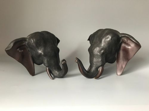 japanese bronze elephant bookends - CATEGORY: ANTIQUE MISCELLANEOUS - DATED 1920