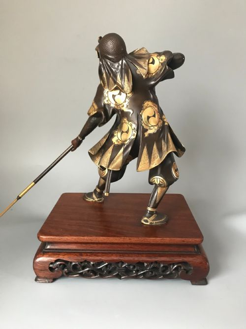 JAPANESE INLAID BRONZE SAMURAI - ADDITIONAL PHOTO 3