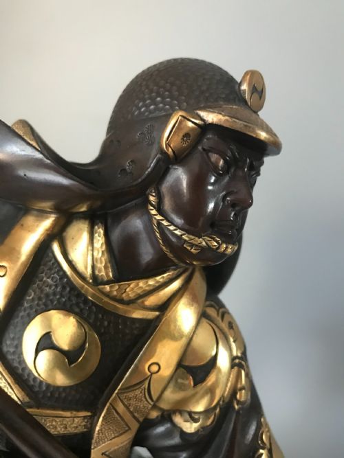 JAPANESE INLAID BRONZE SAMURAI - ADDITIONAL PHOTO 1