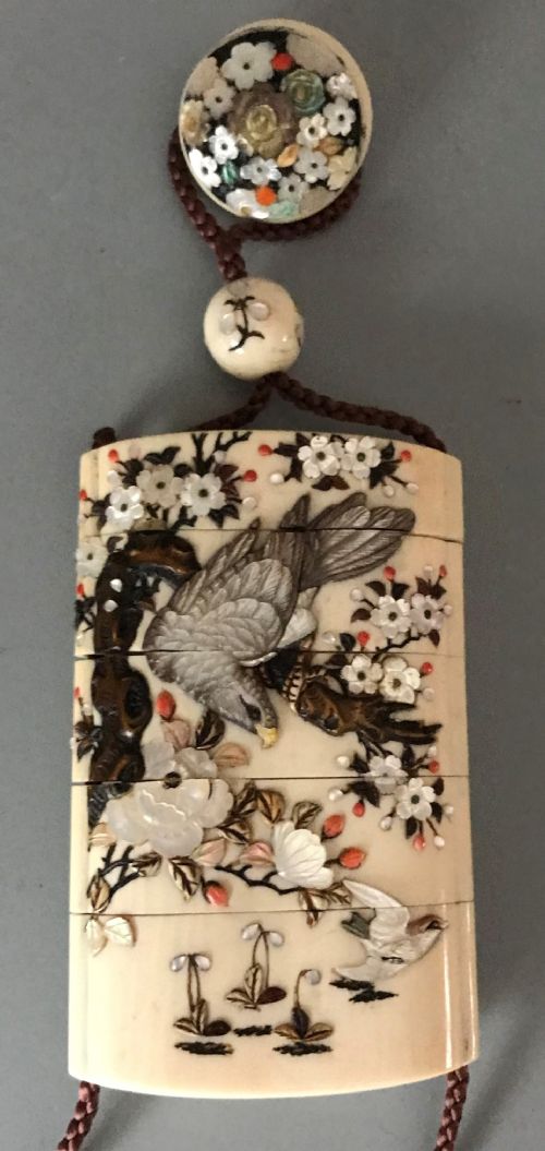 wonderfull japanese shibayama inro suite - CATEGORY: ANTIQUE MISCELLANEOUS - DATED 1890