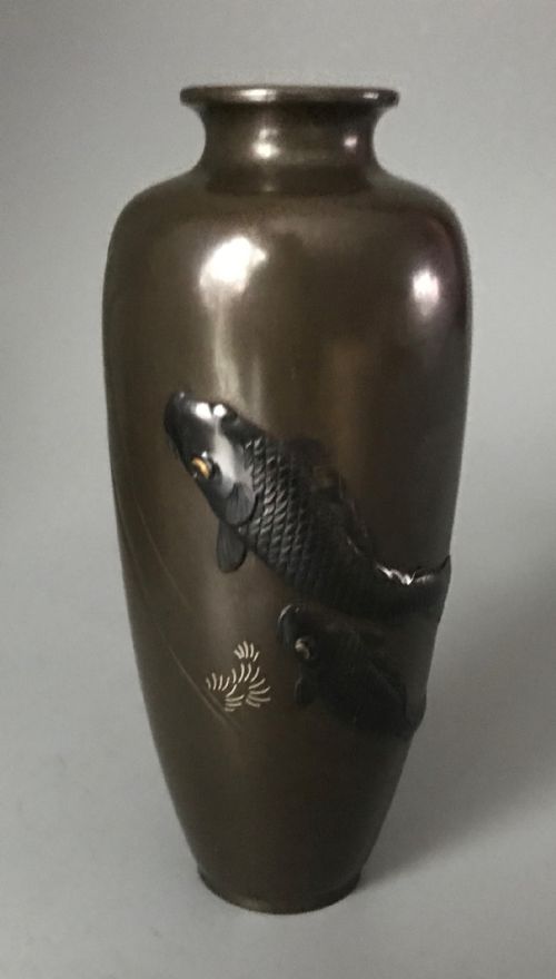 japanese inlaid bronze vase - CATEGORY: ANTIQUE METAL - DATED 1890