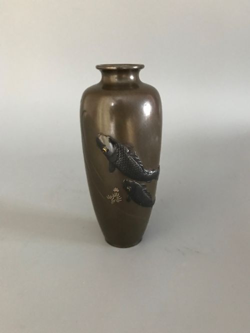 JAPANESE INLAID BRONZE VASE - ADDITIONAL PHOTO 1