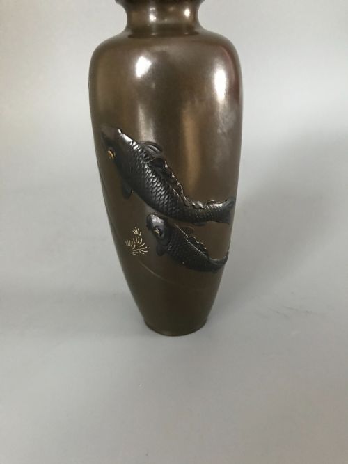 JAPANESE INLAID BRONZE VASE - ADDITIONAL PHOTO 3