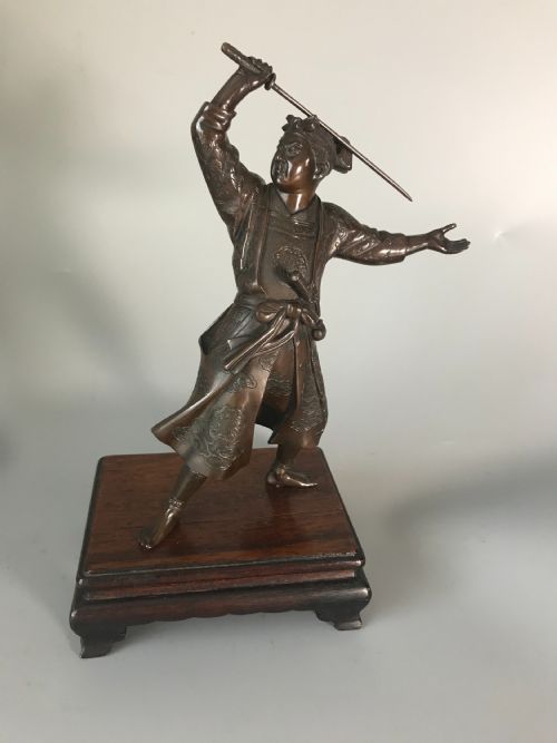 japanese bronze samurai by miyao - CATEGORY: ANTIQUE SCULPTURES - DATED 1890