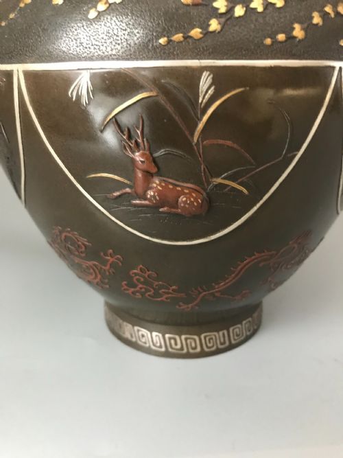 FINE JAPANESE ONLAID BRONZE VASE - ADDITIONAL PHOTO 7