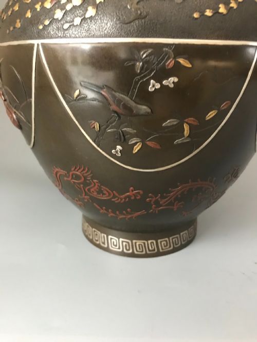 FINE JAPANESE ONLAID BRONZE VASE - ADDITIONAL PHOTO 8