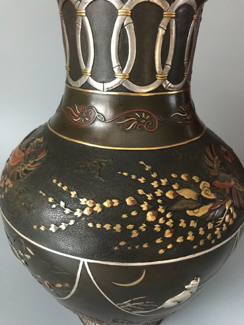 FINE JAPANESE ONLAID BRONZE VASE - ADDITIONAL PHOTO 13