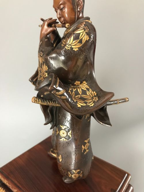 JAPANESE BRONZE FIGURE OF YORIMASA - ADDITIONAL PHOTO 1