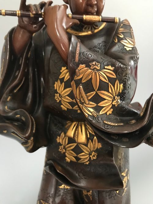 JAPANESE BRONZE FIGURE OF YORIMASA - ADDITIONAL PHOTO 4