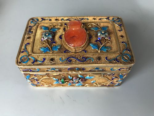 CHINESE SILVER ENAMEL AND HARDSTONE BOXES - ADDITIONAL PHOTO 6