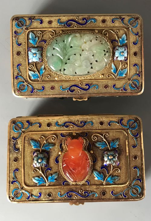 CHINESE SILVER ENAMEL AND HARDSTONE BOXES - ADDITIONAL PHOTO 9