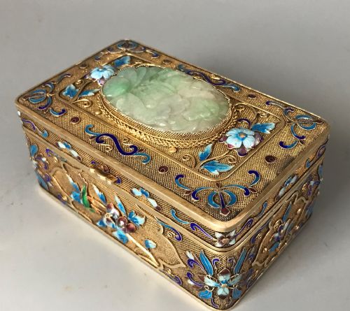 CHINESE SILVER ENAMEL AND HARDSTONE BOXES - ADDITIONAL PHOTO 10