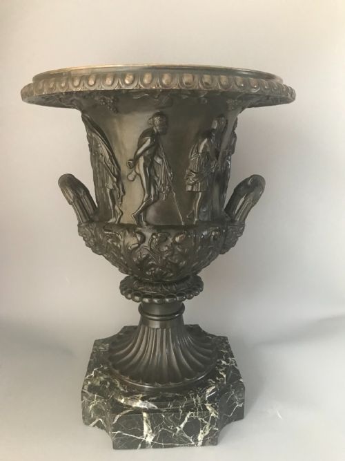 LARGE ANTIQUE CLASSICAL BRONZE URN - ADDITIONAL PHOTO 3