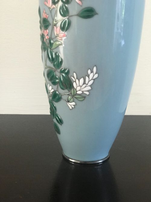 PAIR ANTIQUE JAPANESE MORIAGE CLOISONNE VASES - ADDITIONAL PHOTO 2