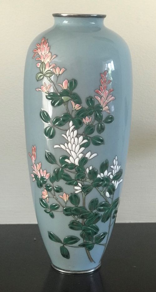 PAIR ANTIQUE JAPANESE MORIAGE CLOISONNE VASES - ADDITIONAL PHOTO 7