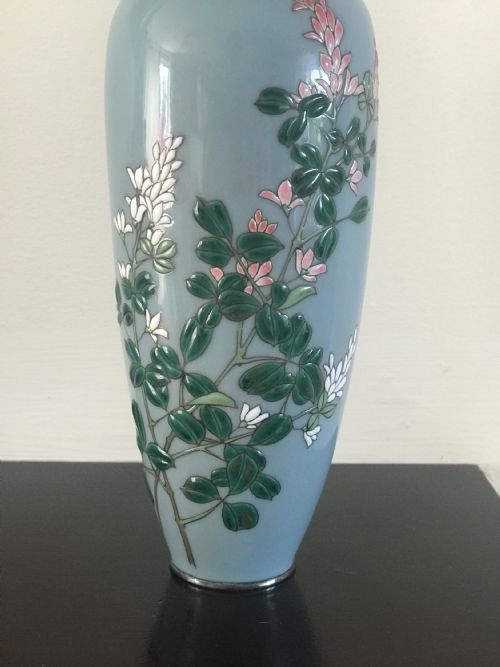 PAIR ANTIQUE JAPANESE MORIAGE CLOISONNE VASES - ADDITIONAL PHOTO 8