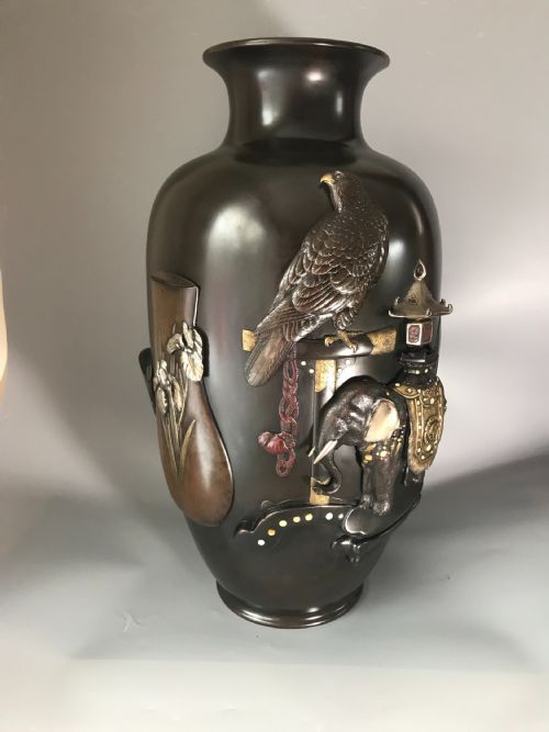 LARGE JAPANESE BRONZE VASE BY GENRYUSAI SEIYA - ADDITIONAL PHOTO 3