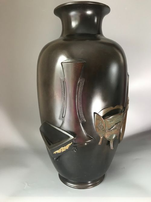 LARGE JAPANESE BRONZE VASE BY GENRYUSAI SEIYA - ADDITIONAL PHOTO 5