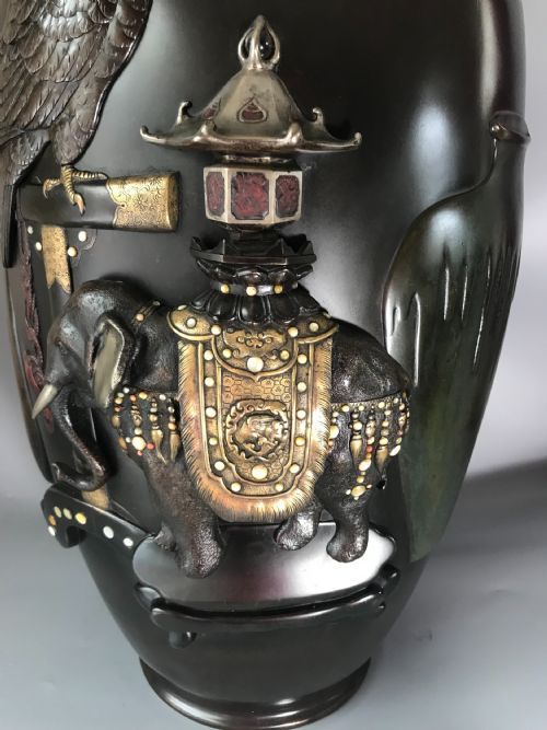 LARGE JAPANESE BRONZE VASE BY GENRYUSAI SEIYA - ADDITIONAL PHOTO 6