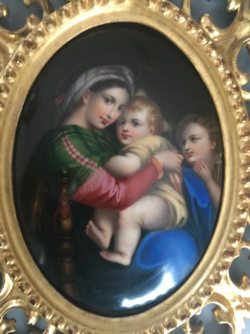 PAIR 19THC FLORENTINE PAINTED PORCELAIN PLAQUES - ADDITIONAL PHOTO 2