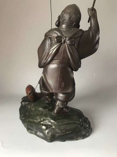 LARGE JAPANESE BRONZE OKIMONO OF EBISU - ADDITIONAL PHOTO 5