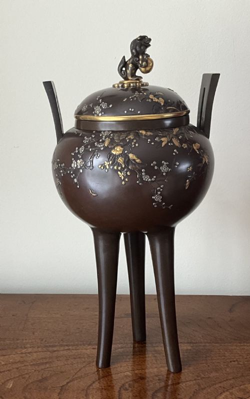 large japanese inlaid bronze vase - CATEGORY: ANTIQUE METAL - DATED 1890