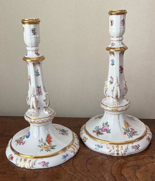 large pair kpm porcelain candlesticks - CATEGORY: ANTIQUE LIGHTING - DATED 1920