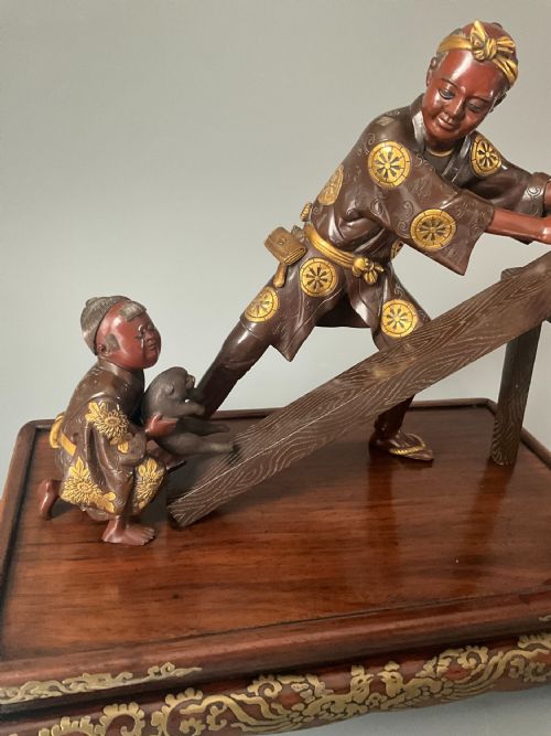 FINE LARGE JAPANESE BRONZE GROUP BY MIYAO EISUKE - ADDITIONAL PHOTO 1