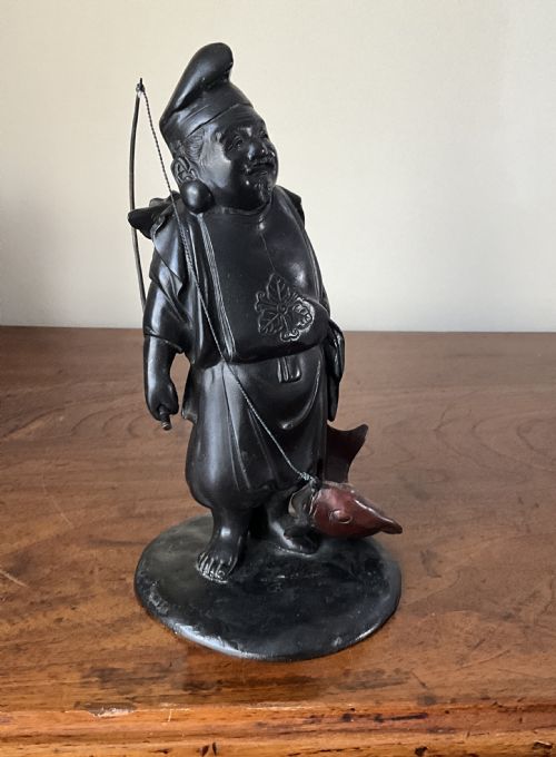 JAPANESE BRONZE OKIMONO OF EBISU - ADDITIONAL PHOTO 2