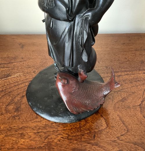 JAPANESE BRONZE OKIMONO OF EBISU - ADDITIONAL PHOTO 3