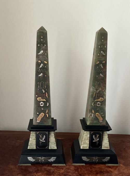 PAIR OF LARGE MARBLE OBELISKS - ADDITIONAL PHOTO 1