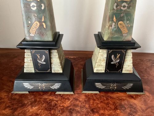 PAIR OF LARGE MARBLE OBELISKS - ADDITIONAL PHOTO 2