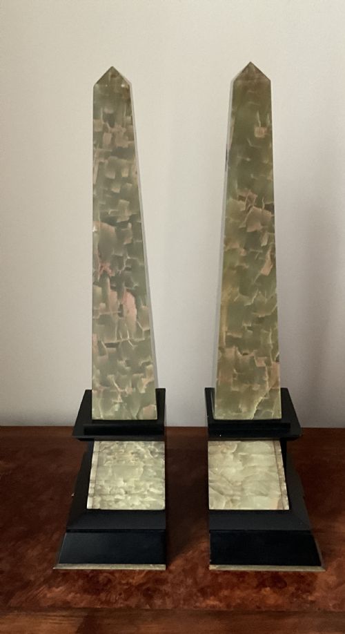 PAIR OF LARGE MARBLE OBELISKS - ADDITIONAL PHOTO 3