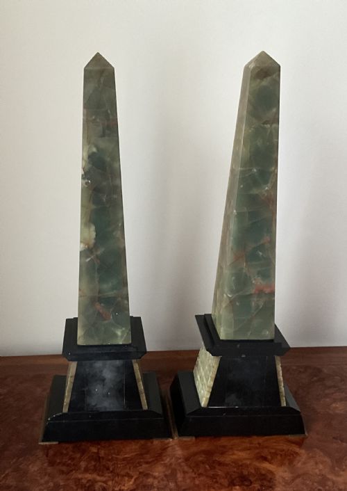 PAIR OF LARGE MARBLE OBELISKS - ADDITIONAL PHOTO 4