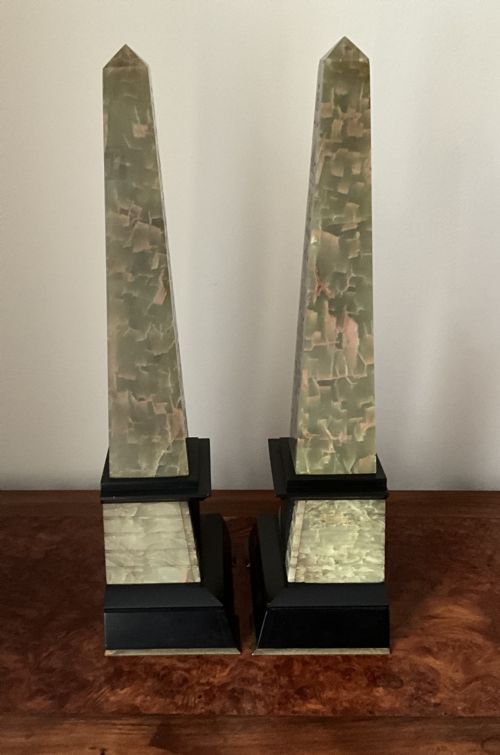 PAIR OF LARGE MARBLE OBELISKS - ADDITIONAL PHOTO 5