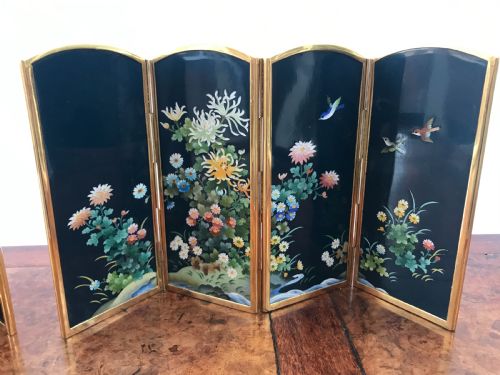 TWO VERY ATTRACTIVE JAPANESE CLOISONNE TABLE SCREENS BY INABA - ADDITIONAL PHOTO 1