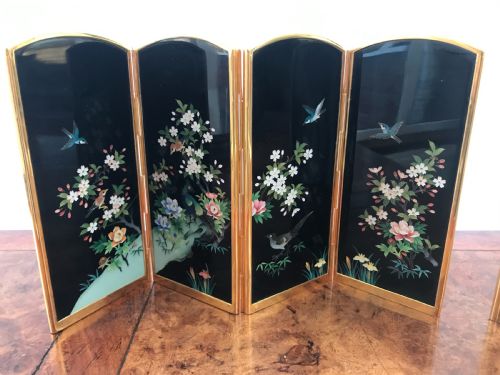 TWO VERY ATTRACTIVE JAPANESE CLOISONNE TABLE SCREENS BY INABA - ADDITIONAL PHOTO 2