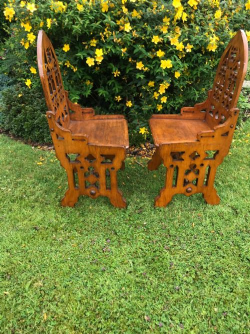 SUBSTANTIAL PAIR GOTHIC REVIVAL CHAIRS - ADDITIONAL PHOTO 2
