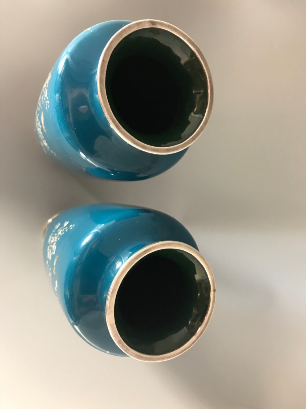 Pair of Silver wire Cloisonne vases . View IX