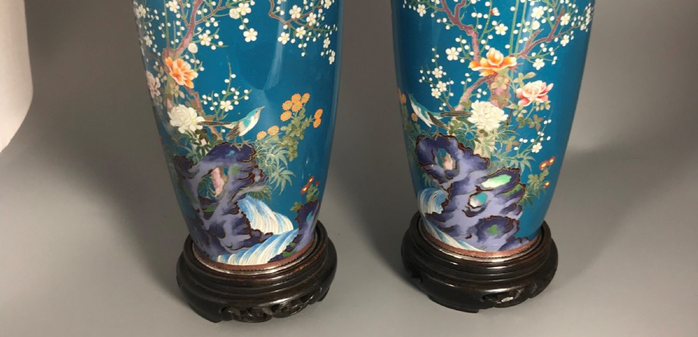 Pair of Silver wire Cloisonne vases . View XI